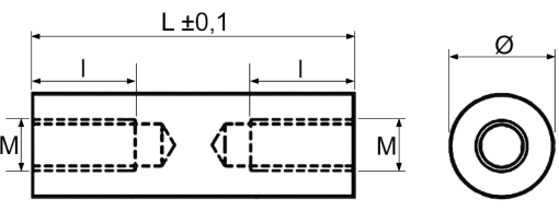 Výkres - Distanční trubičky M3 L=11 mm, PA-GV25, černá