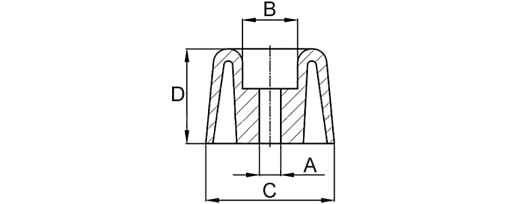 Výkres - Zarážka tlumicí 20x23 Ø 4,1, PVC, černá
