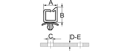 Výkres - Držák kabelu 8,0 mm, PA 6.6, přírodní