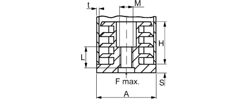 Výkres - Zátky se závitem Ø 40 / M12x14,5, PA, černá