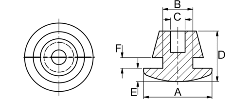Výkres - Nožičky přístrojové 10,3/4,5/2,2/1,6/2, PVC, černá