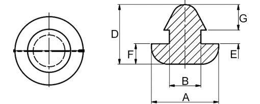 Výkres - Nožičky přístrojové 7,9/3,7/7,0/1,6/2,4/3,0, PVC, černá