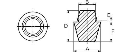 Výkres - Nožičky přístrojové 10,9/6,9/12,8/0,7/8,1, PVC, černá