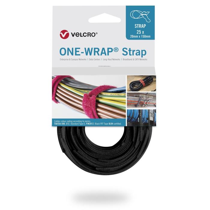 Stahovací kabelové pásky - suchý zip, výrobek značky VELCRO®  20 x 150 mm