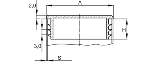 Výkres - Lamelové zátky čtvercové 45/45x1-2,5, PE, černá