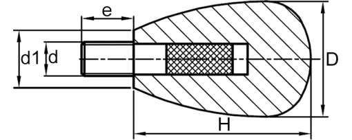 Výkres - Ovládací prvky - kónická rukojeť M8x15/ hladká, duroplast, černá