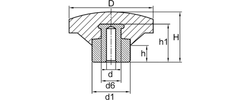Výkres - Hvězdicová matice - růžice M8 / typ S, duroplast, černá