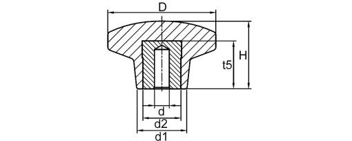 Výkres - Křížová ovládací matice DIN 6335 / typ H, duroplast, černá