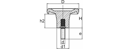 Výkres - Ruční kola plná M12x40 Ø80 / typ T, duroplast, černá