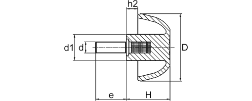 Výkres - Hvězdicová rukojeť se šroubem M10x44, PA-GV, oranžová