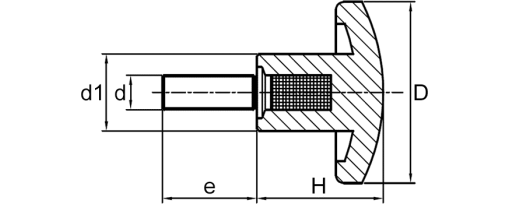 Výkres - Hvězdicová rukojeť se šroubem M8x27, PA-GV, černá