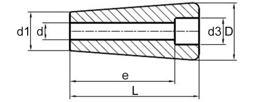 Výkres - Ovládací prvky - kónická rukojeť 5,0 / pevná, duroplast, černá