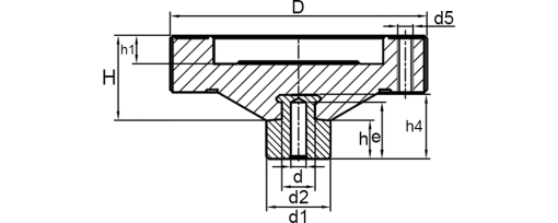 Výkres - Ruční kola plná M6 Ø100 / typ A, duroplast, černá